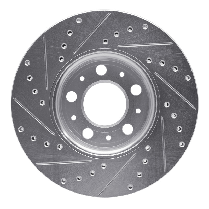 Volvo S60 Brake Rotor (1) - Front Right - R1 Concepts - Drilled & Slotted - Silver - `99-`09